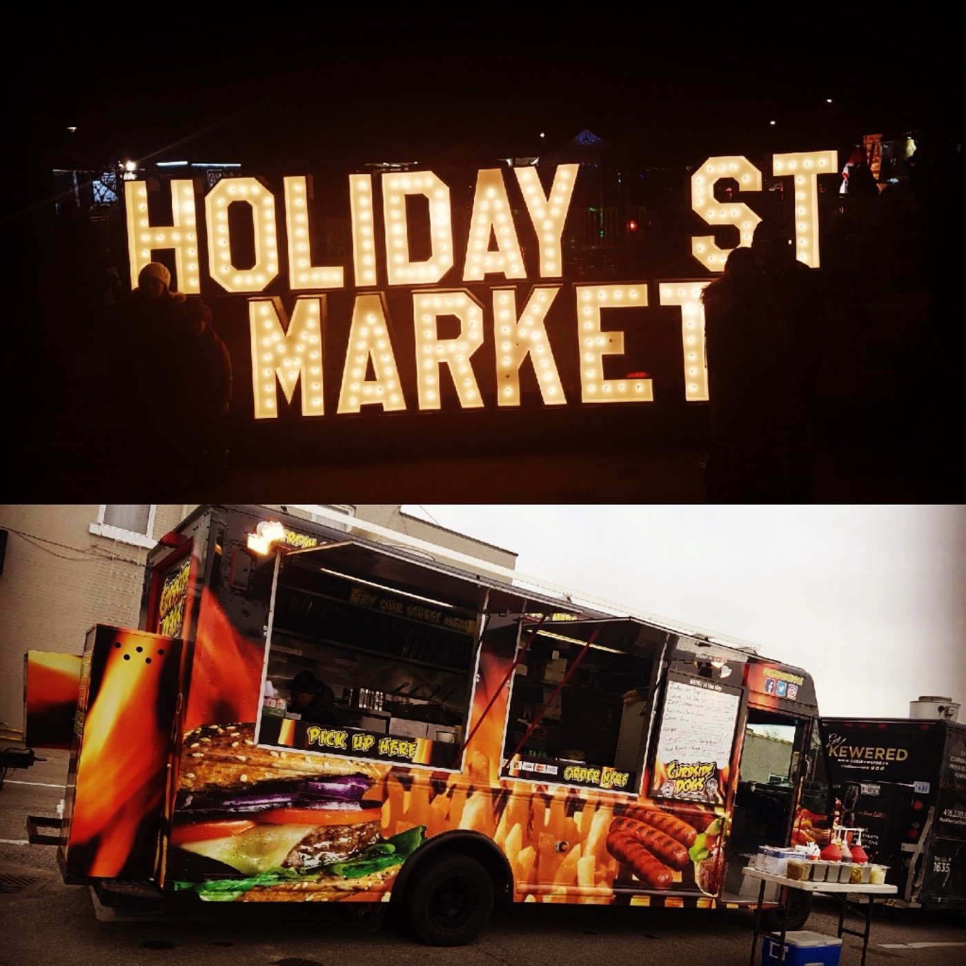 Curbsidedogs truck at a holiday night market